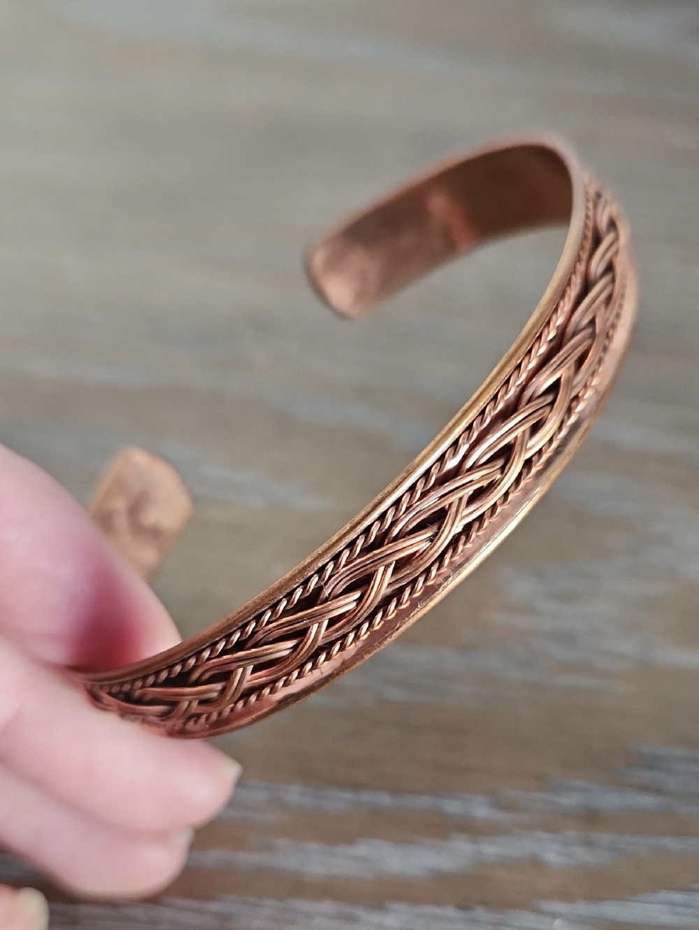Intricate Copper Braided Cuff Bracelet